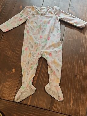 Pastel Cat Print Footed One-Piece
